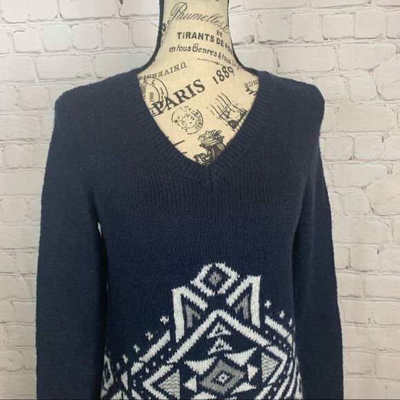 Hollister Geometric V Neck Sweater size XS Black and Gray - Picture 2 of 6